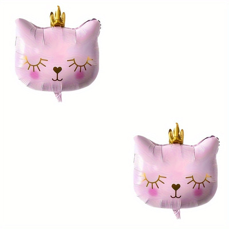 2pcs Crown Cat Balloons Pet Birthday Party Decorations