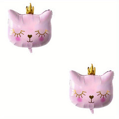 2pcs Crown Cat Balloons Pet Birthday Party Decorations