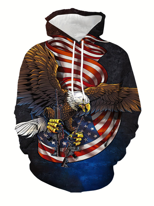 Eagle 3D Print Hoodie Men Graphic Loose Hooded Pullover Mens Clothing