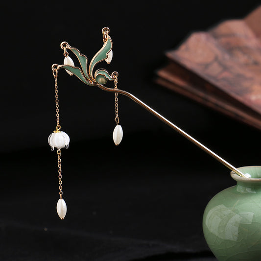 Vintage Chinese Style Hanfu Hairpin Leaf Tassel Hair Pin