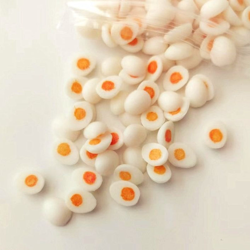 3pcs Boiled Egg Dolls with Orange Detailing Realistic Kitchen Accessories