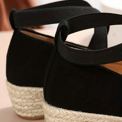 Women's Cross Strap Wedge Espadrilles Anti-skid Heels