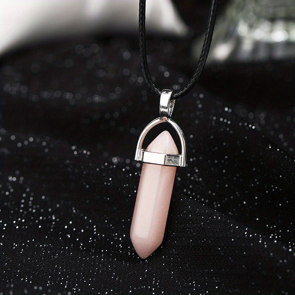 Moonstone Glow Crystal Necklace - Aqua Glowing Glass Crystal Point