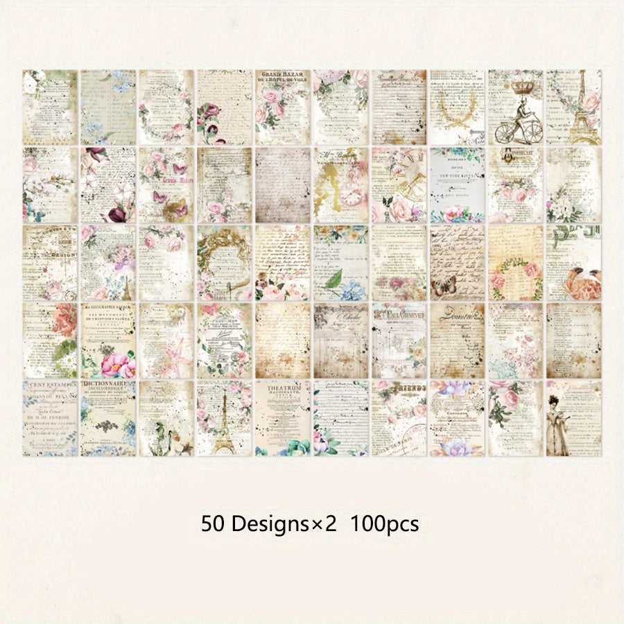 Retro Flower Sticky Note Book DIY Decoration 100 Sheets
