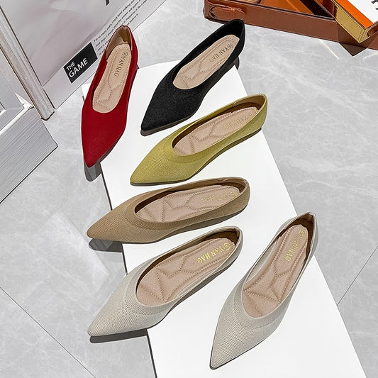 Women's Knitted Flat Shoes Soft Sole Slip On Casual Flats