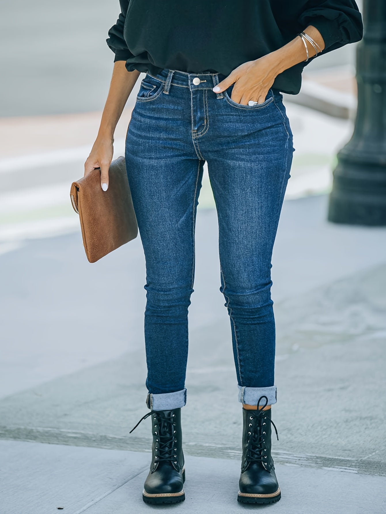  Washed High Stretch Skinny Jeans