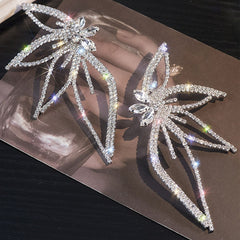 Rhinestone Maple Leaf Stud Earrings