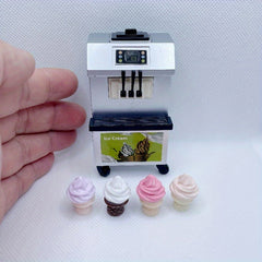 1:12 Mini Ice Cream Machine & Cones Set Dollhouse Decor Tea Shop Modeling