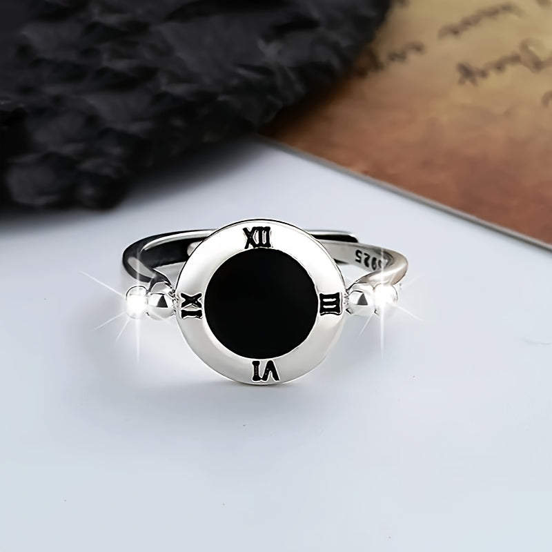 Vintage Gothic Style 925 Silver Adjustable Opening Ring for Women Men