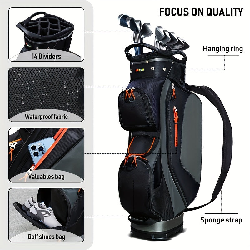 HUAEN Golf Cart Bag 14 Dividers Waterproof Lightweight 4 6lbs Cart Bag Rain Cove