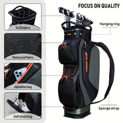 HUAEN Golf Cart Bag 14 Dividers Waterproof Lightweight 4 6lbs Cart Bag Rain Cove