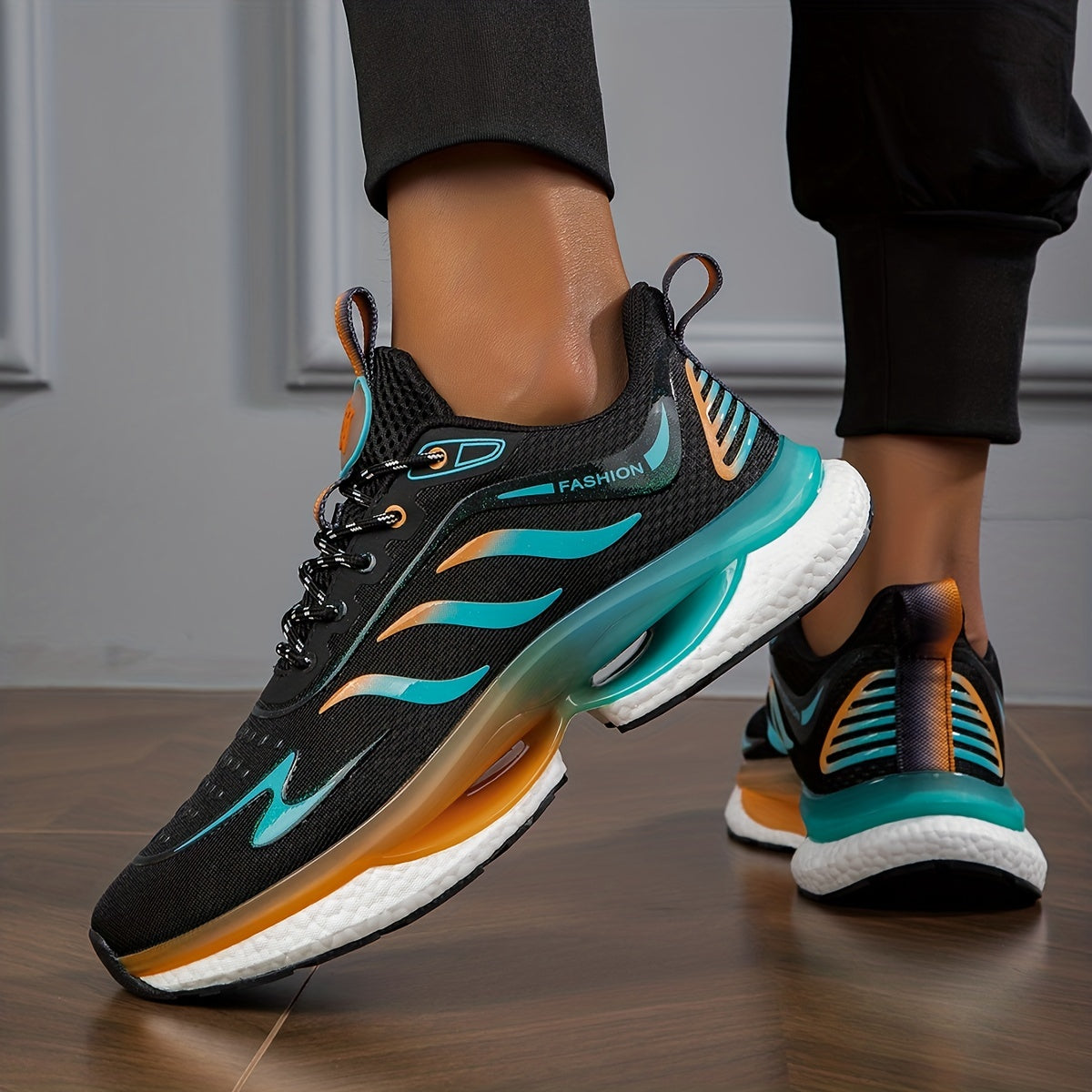 Unisex Lace Up Non-slip Athletic Running Shoes with Air Cushion