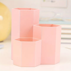 Functional Hexagonal Desktop Organizer with Three Compartments