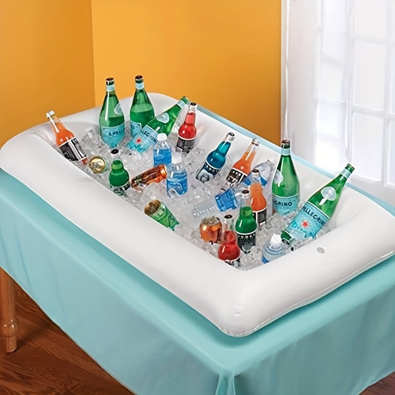 Inflatable Floating Bar Table Drinks Cooler and Air Mattress for Swimming Pools