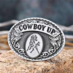 Western Cowboy Belt Buckle Retro Pattern COWBOYUP Personality Buckle