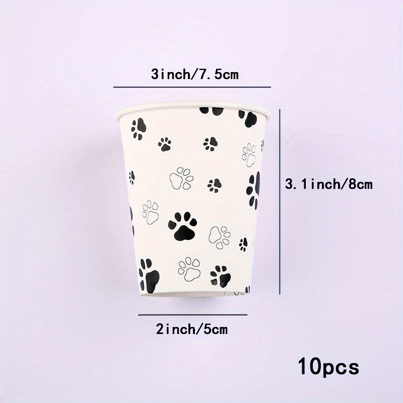 10pcs Dog Paw Paper Dinnerware Set - Party Decoration