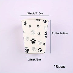 10pcs Dog Paw Paper Dinnerware Set - Party Decoration