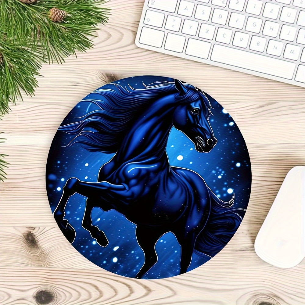 Cartoon Horse Pattern Round Mouse Pad for Office Computers Laptop