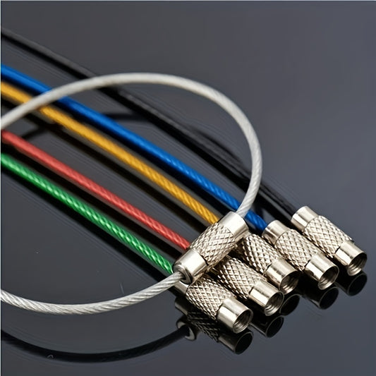 12pcs Stainless Steel Wire Keychain For Luggage Tags - Assorted Colors