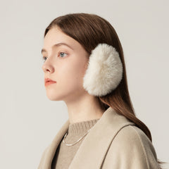 Women's Plush Rabbit Fur Earmuffs Beige