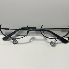 Rhinestone Decor Semi Rimless Lensless Glasses for Cosplay Party Club