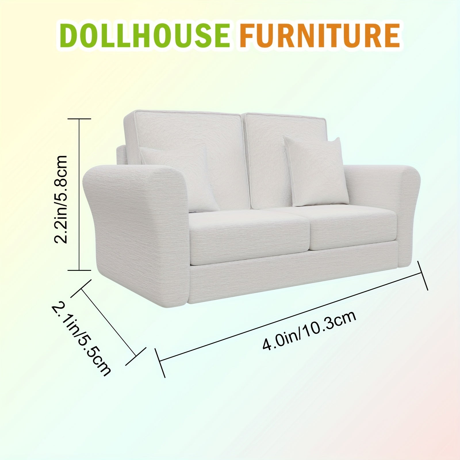 18 Scale Dollhouse Couch 2 Seater with Soft Cushion