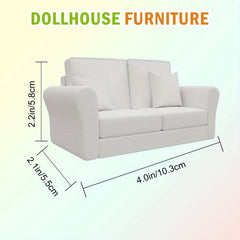 18 Scale Dollhouse Couch 2 Seater with Soft Cushion