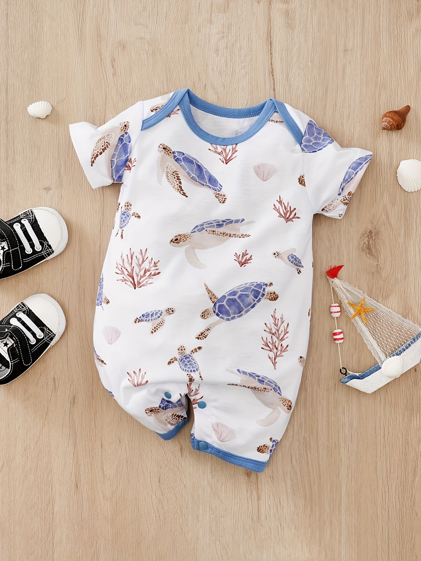 Baby Sea Turtle Short Sleeve Romper Jumpsuit