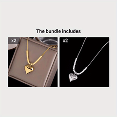 18K Plated Heart Pendant Necklace Female Hip hop Style Chain Jewelry Gift