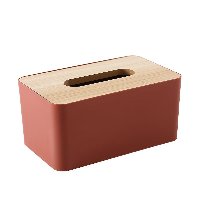 Nordic Style Plastic Tissue Box with Wooden Cover