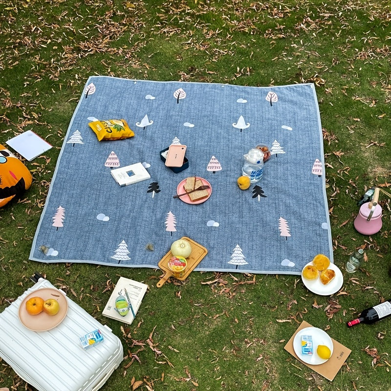 Waterproof Outdoor Blanket Clouds & Trees Print Picnic Mat