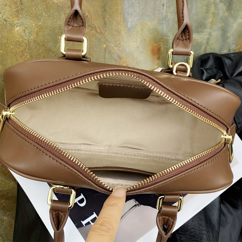 Retro Women's Handbag Adjustable Strap Brown Soft Handbag