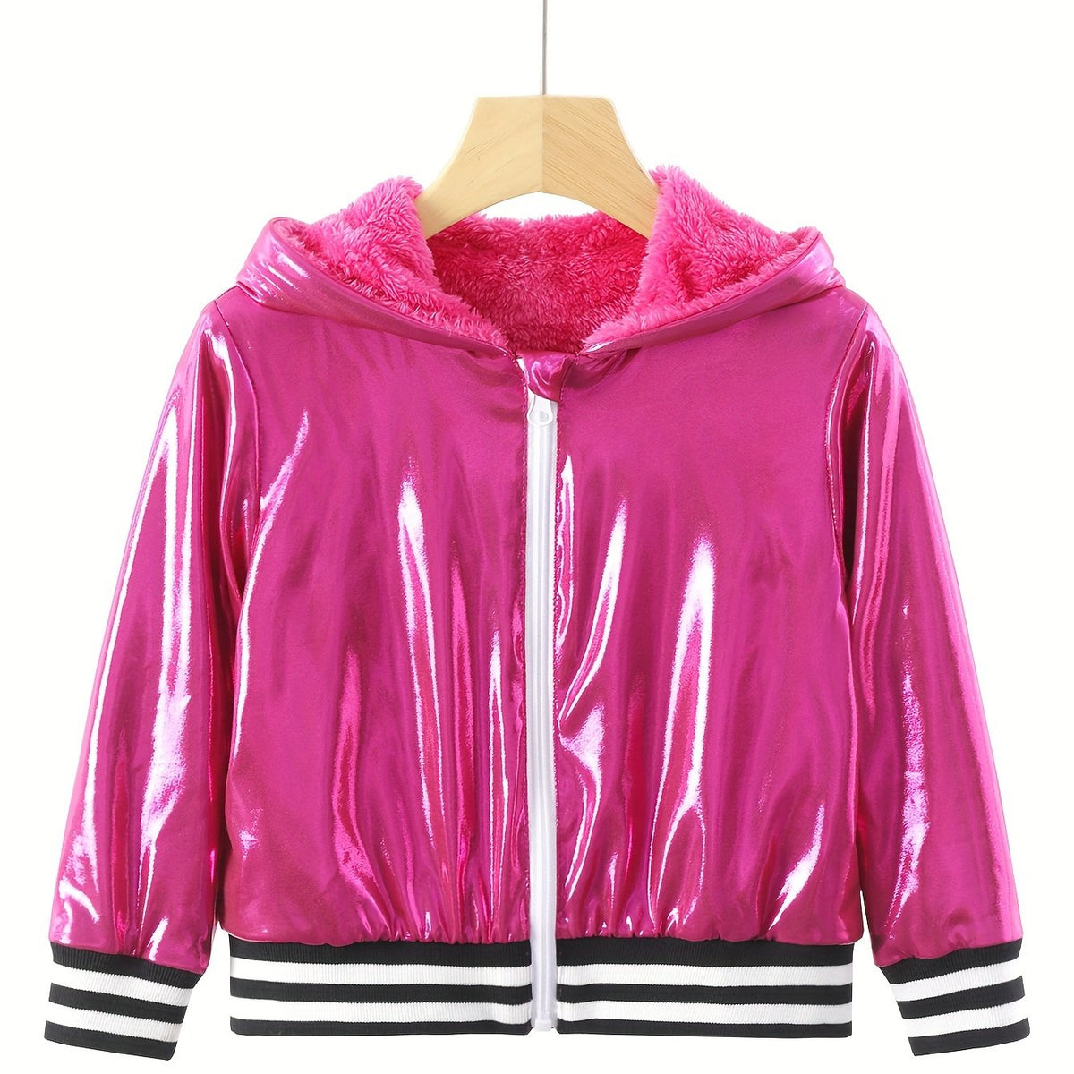 Girls Fleece Lined Hooded Jacket for Fall Winter