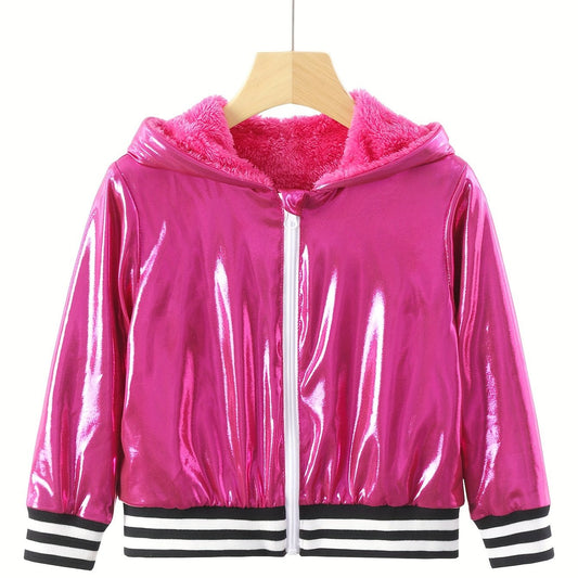 Girls Fleece Lined Hooded Jacket for Fall Winter