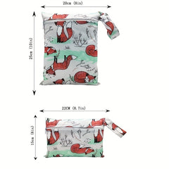 2pcs Fox Print Waterproof Diaper Bag Washable Travel Bag