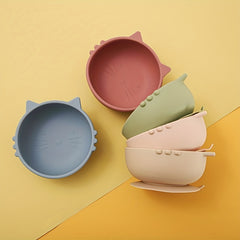 Kids Silicone Tableware with Suction Cups BPA-Free Bowls