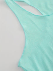 Cup Lemon Letter Print Tank Top Sleeveless Racer Back Summer Sports Top