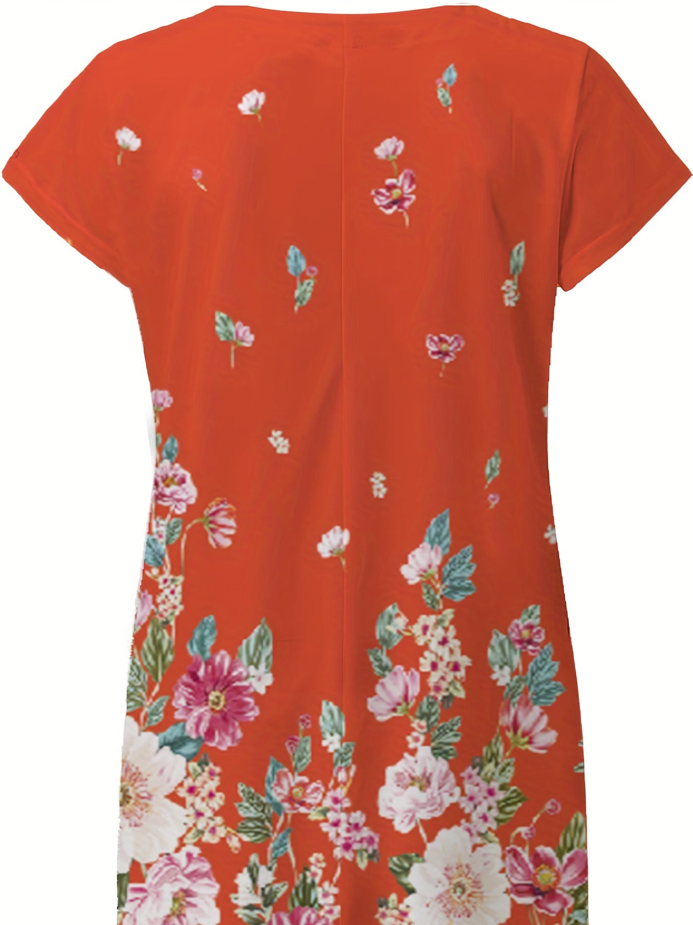 Women's Plus Floral Print V Neck Stretch Dress