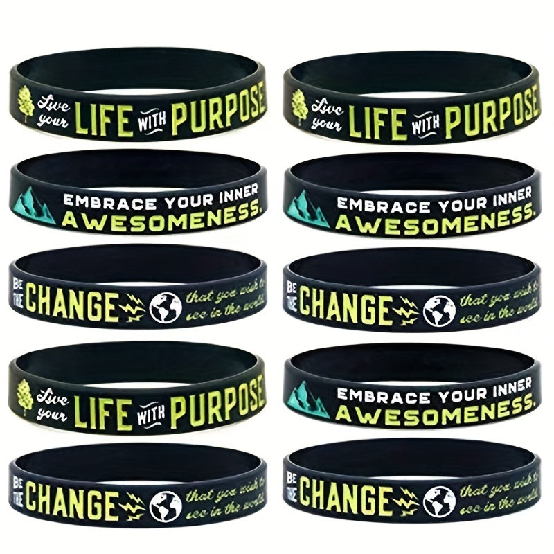 Silicone Inspirational Quote Bracelet - Motivational Rubber Wristband
