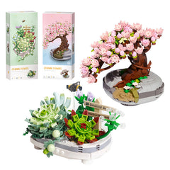 DIY 3D Model Home Decoration Mini Bonsai Building Blocks Flower Succulent