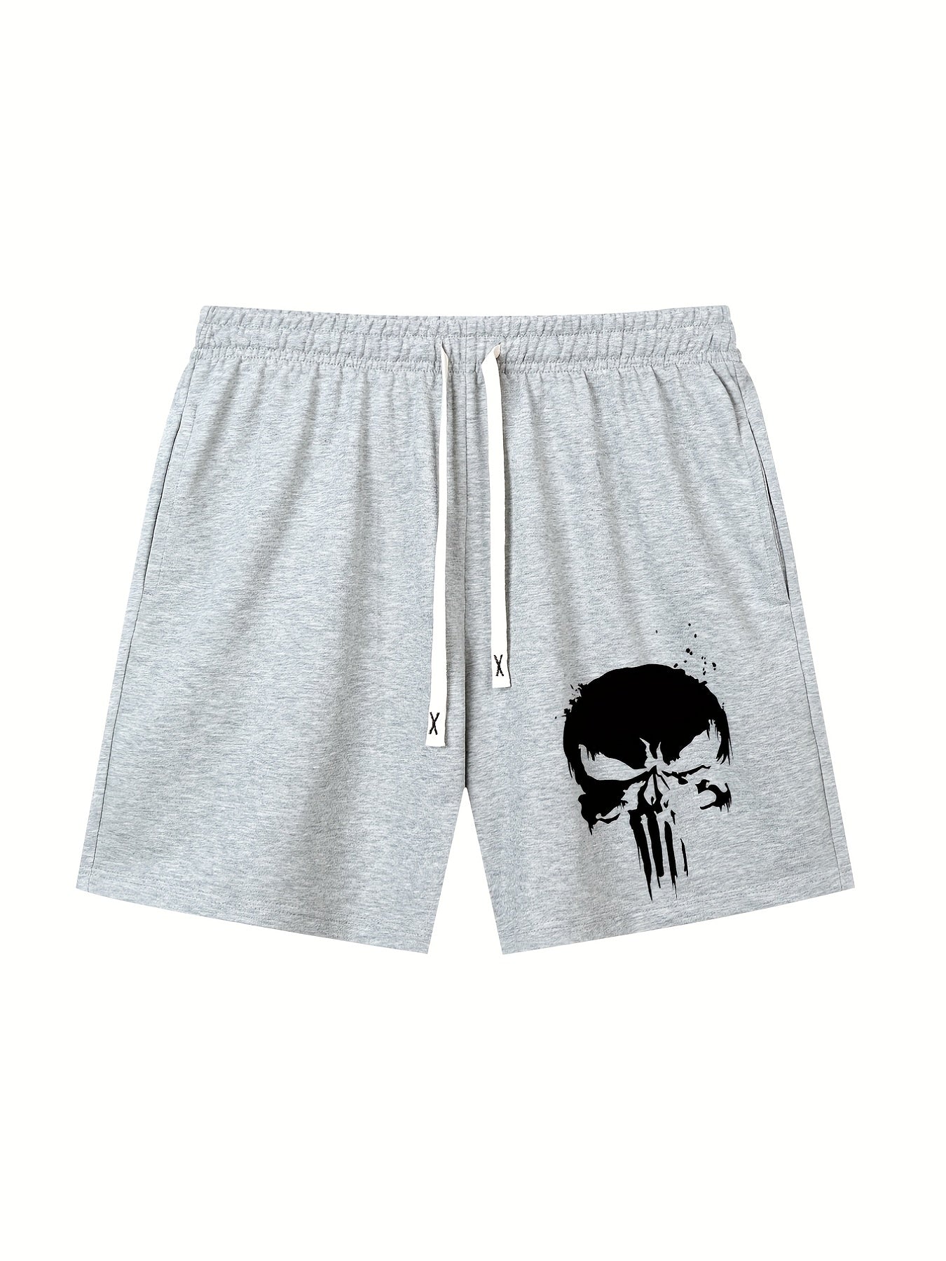 Skull Pattern Comfy Shorts Men's Casual Elastic Waist Drawstring Shorts