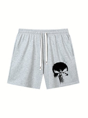 Skull Pattern Comfy Shorts Men's Casual Elastic Waist Drawstring Shorts