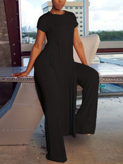 Casual Matching Two piece Set Split T shirt & Wide Leg Pants Outfits