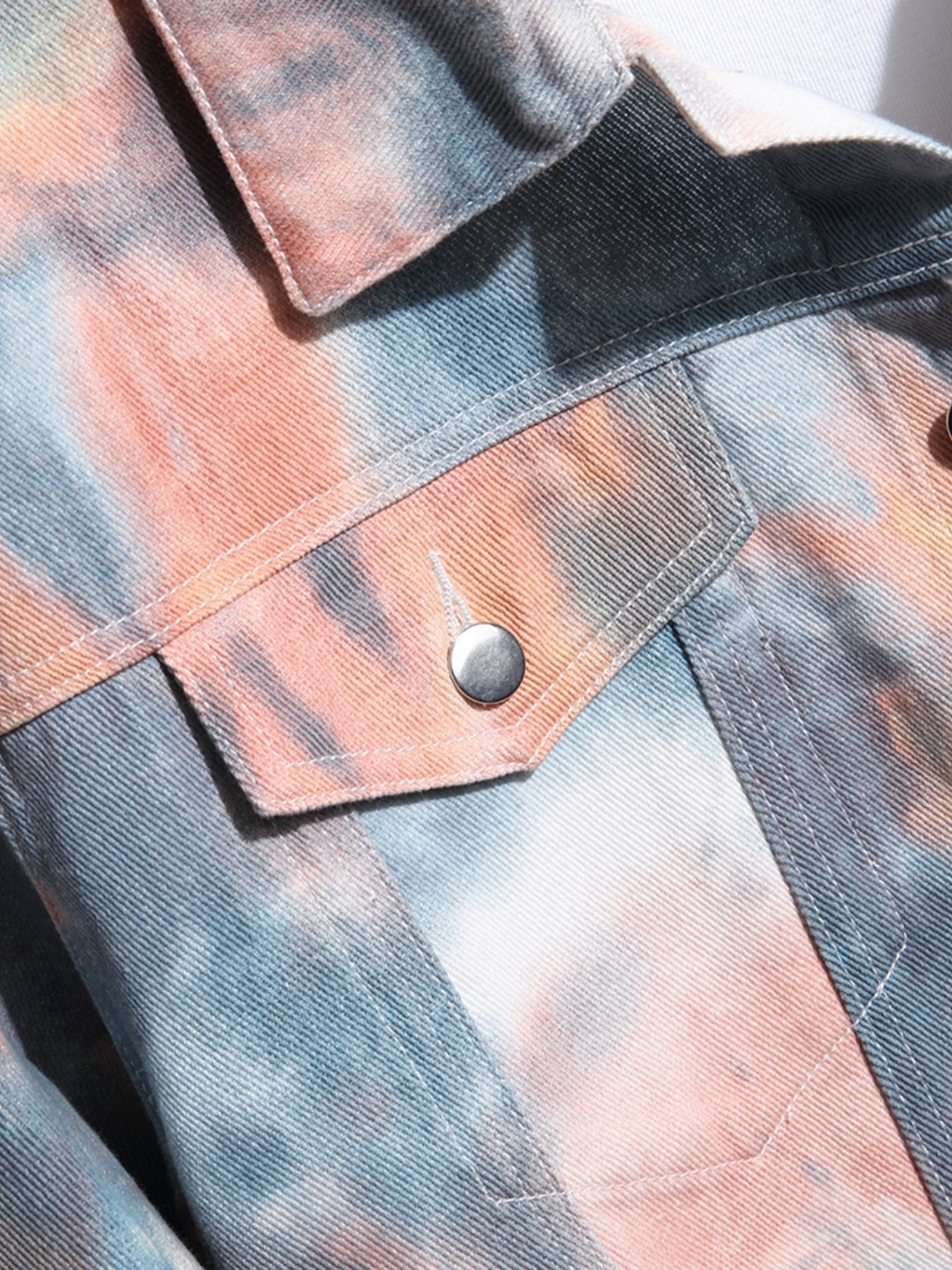 Men's Tie Dyed Denim Jacket with Pockets