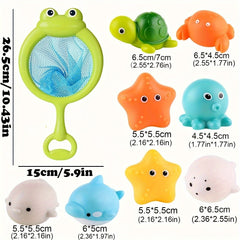 Light Up Sea Animals Set Glitter Colorful Bath Toys - 8pcs