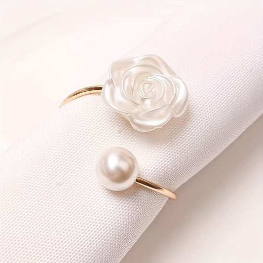 Pearl Napkin Rings Set for Wedding Thanksgiving Easter