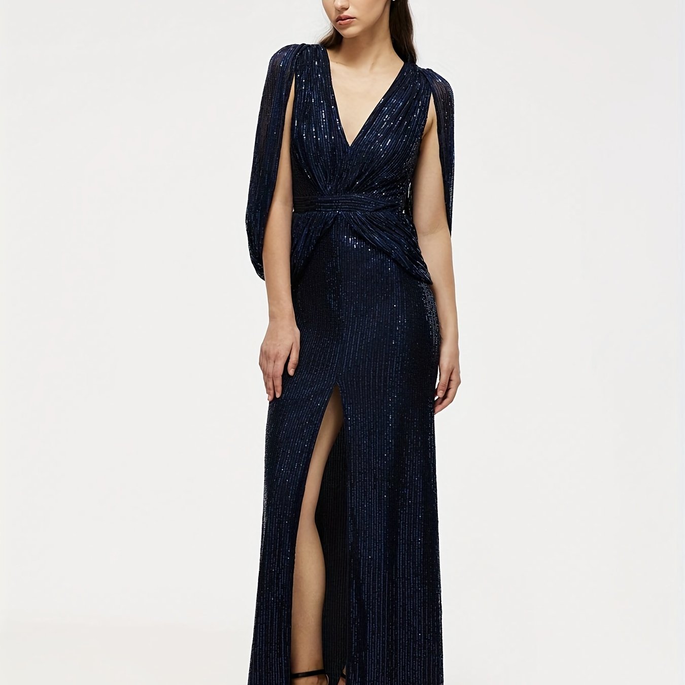 V neck Sequined Dress For Wedding Party