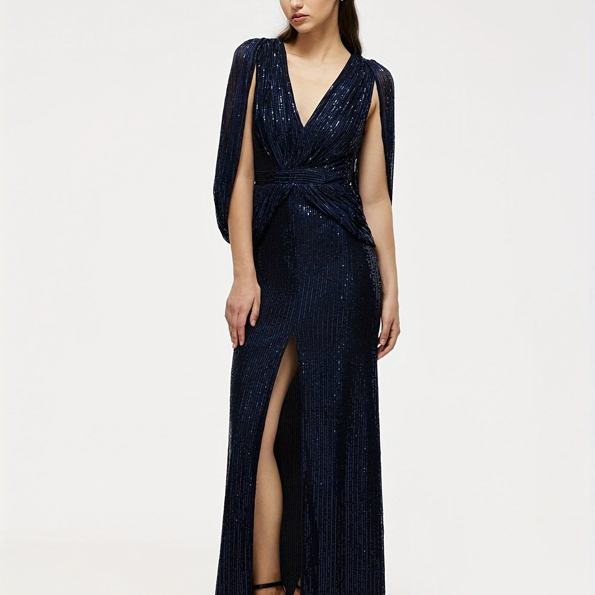 V neck Sequined Dress For Wedding Party