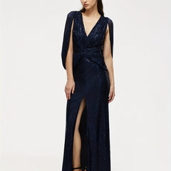 V neck Sequined Dress For Wedding Party