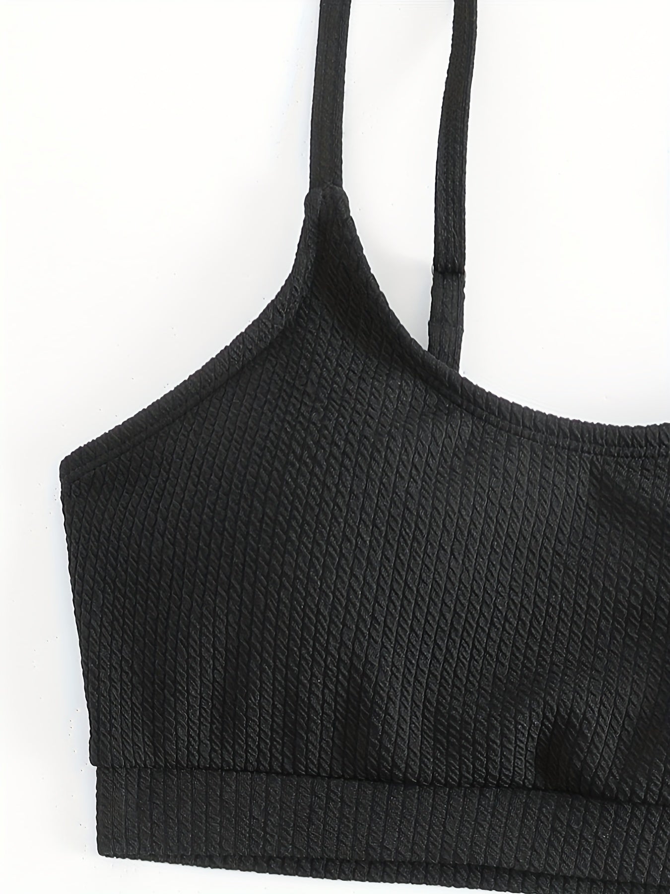  Ribbed Knit Bikini Set Padded Cami Top & Panty Swimsuit